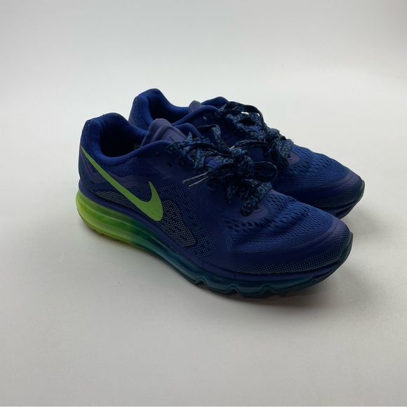NIKE AIR MAX 2014 ELECTRIC GREEN ROYAL BLUE 631334 403 SIZE 5Y - Picture 3 of 9